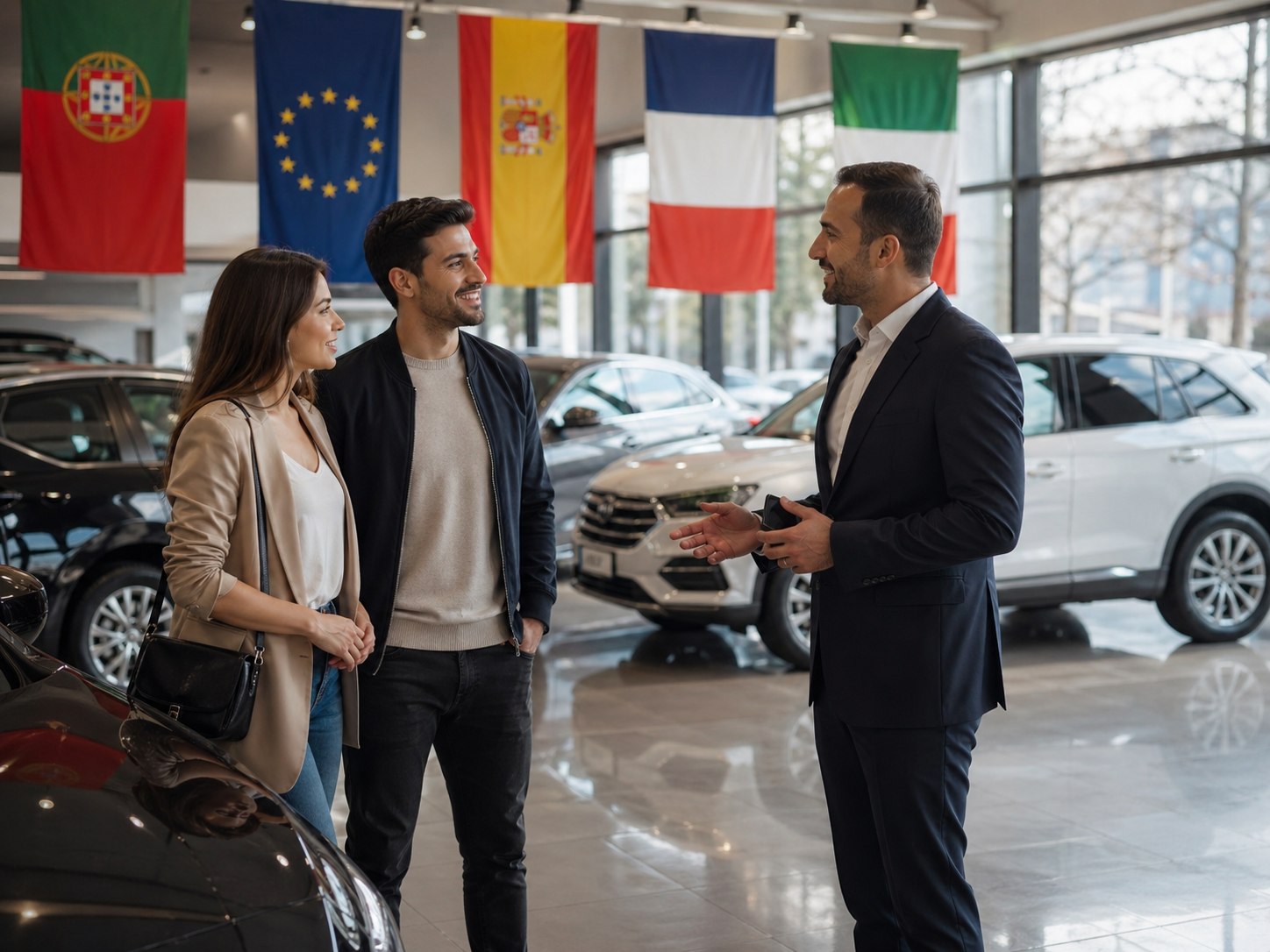 Showroom e veículos da InfoCentrality Rent Lisboa